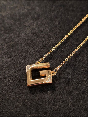 VTG Givenchy Geometric Pavé "G" Necklace - Signed Archival 80s